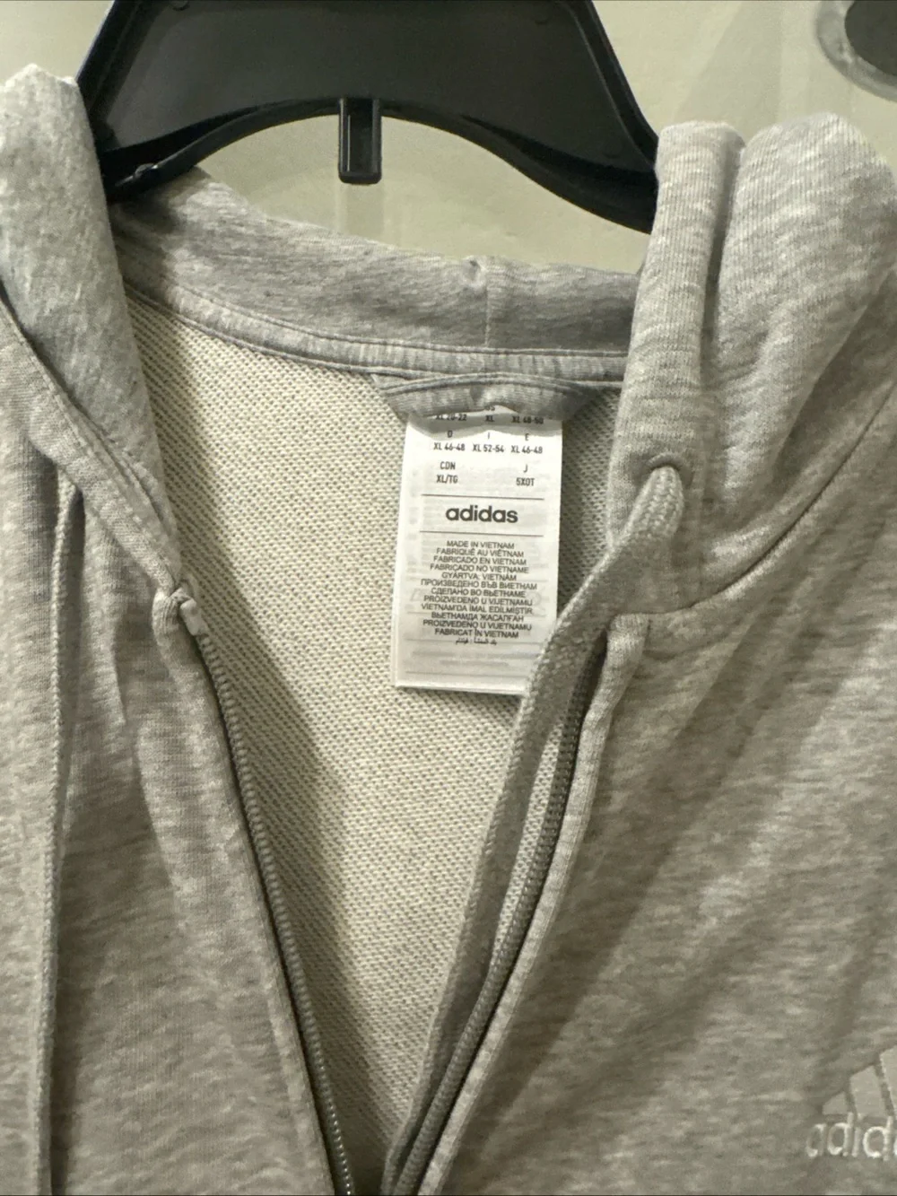 Adidas Gray 3-Stripe Full-Zip Hoodie